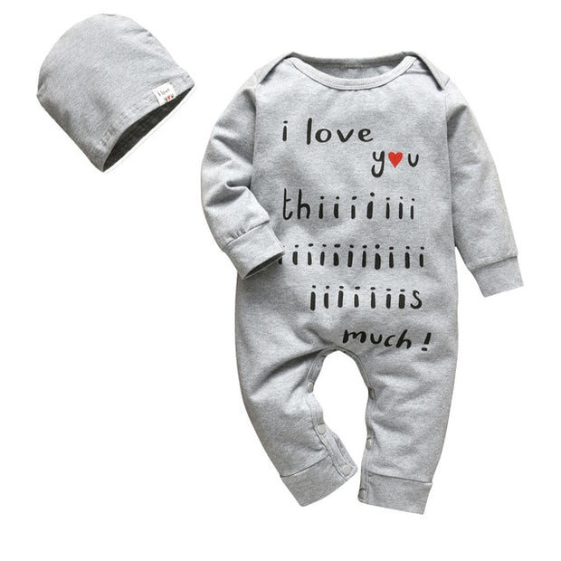 Newborn Infant Baby Boys Romper Clothes Cotton Cute Cartoon Print Long Sleeve Jumpsuit+Hat 2 Pcs Toddler Baby Clothes Outfits