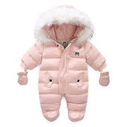 Warm Winter Romper Faux Fur Hood