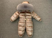 2021 Winter Warm Down Baby Boys Jumpsuits Hooded Real Fur Girls Rompers Long Sleeve Unisex Onesie Overalls Toddler Snowsuit A800